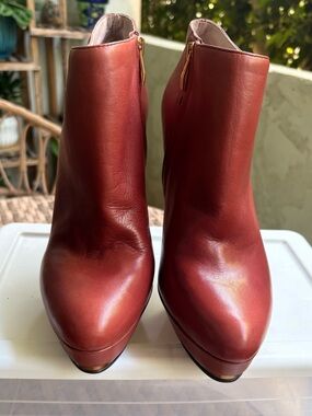 Vince Camuto Size 10 Red Leather Platform Stiletto Ankle Booties NEW NWTNB